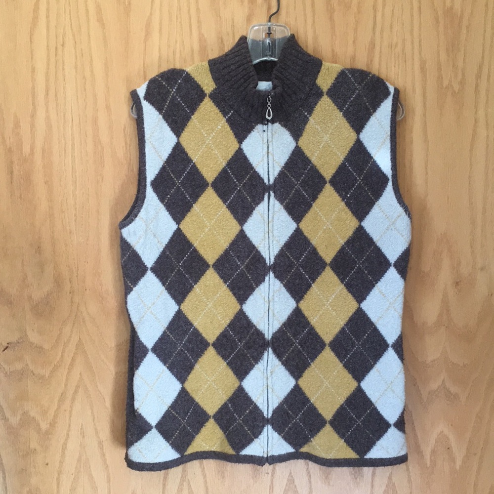 Sahalie Argyle Zip-Up Sweater Vest
